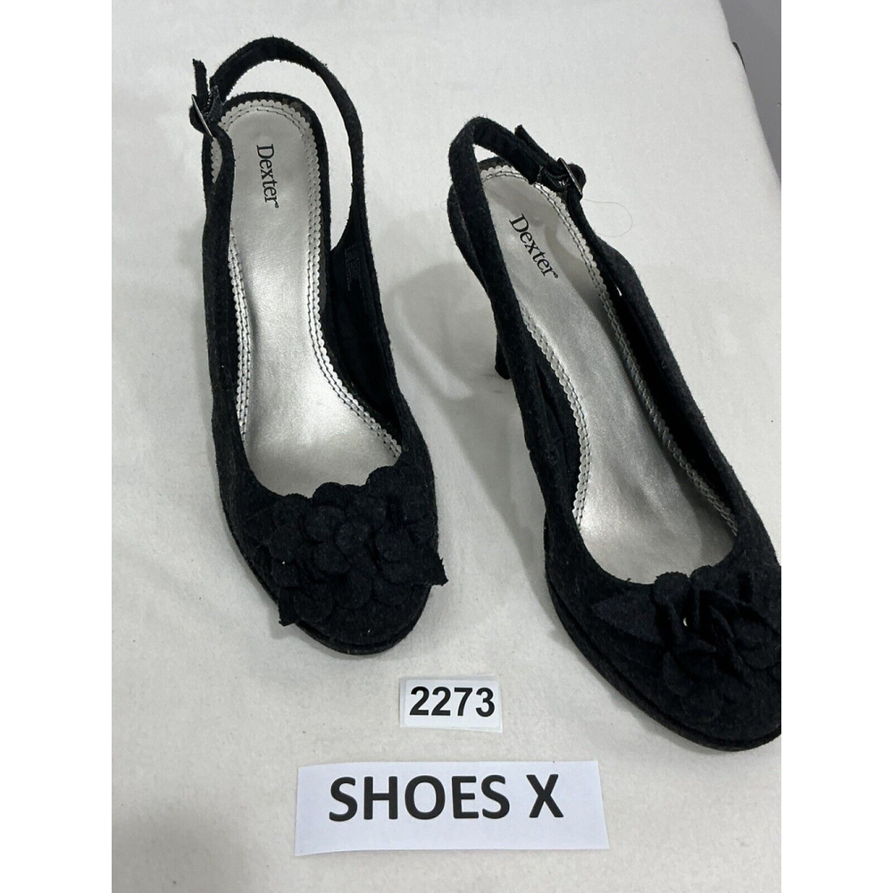 Womans Dexter Gray Wool Peep toe Sling Back Platform Pumps size 11 W
